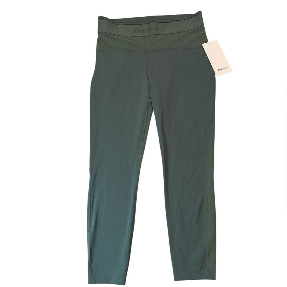 Lululemon License to Train Leggings Logo Size 12 NWT Grey Eucalyptus Rare